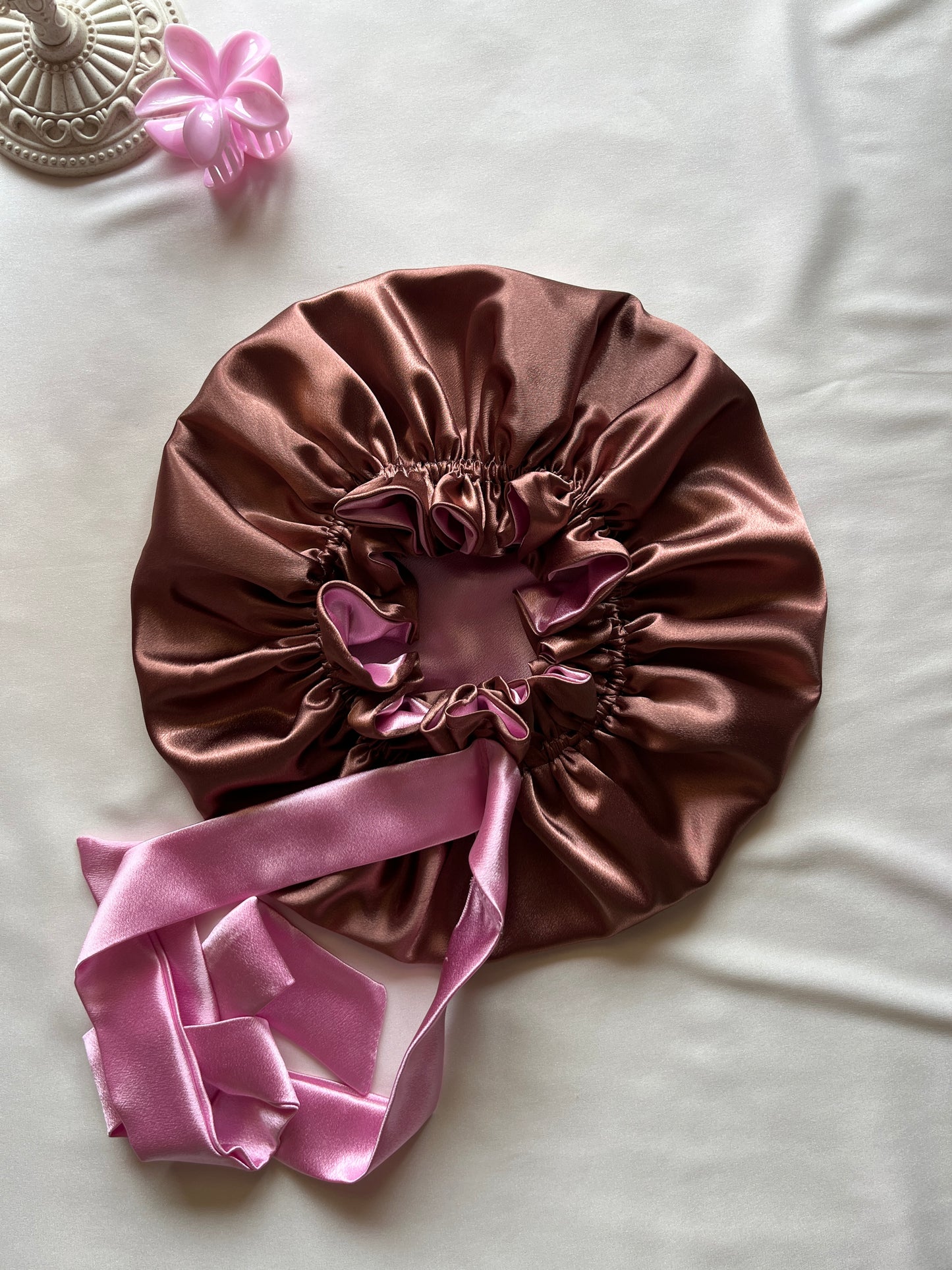 Cocoa Blush Satin Hair Bonnet