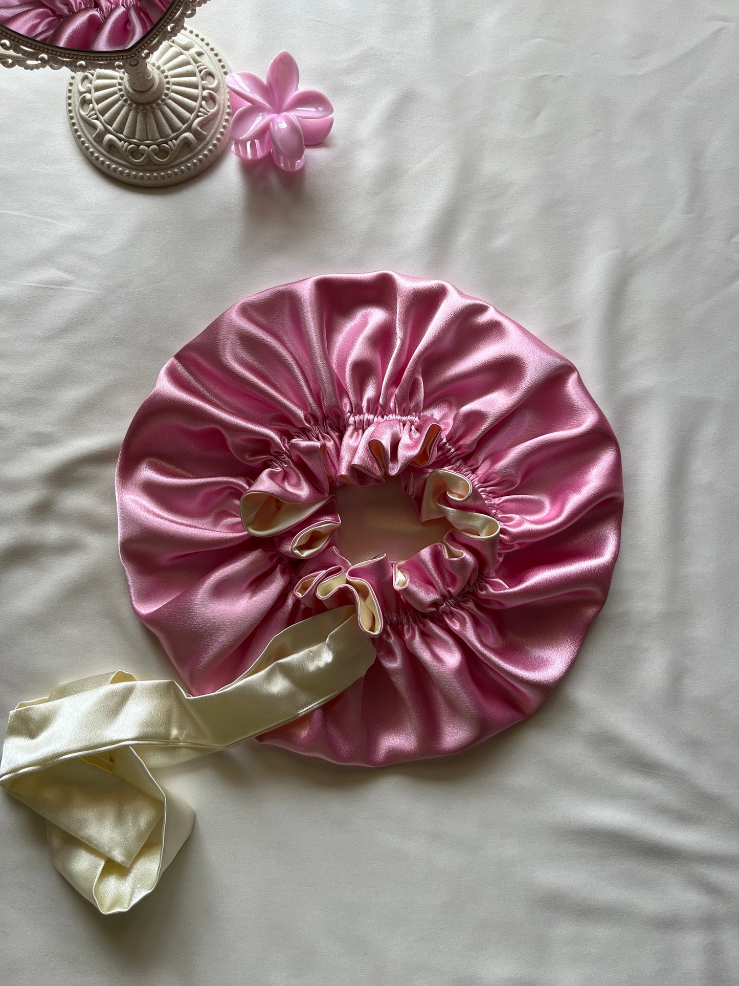 Pink Riverie Satin Hair Bonnet
