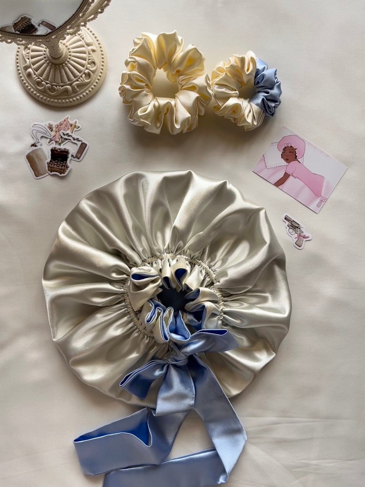 Ivory Dreams Satin Hair Bonnet