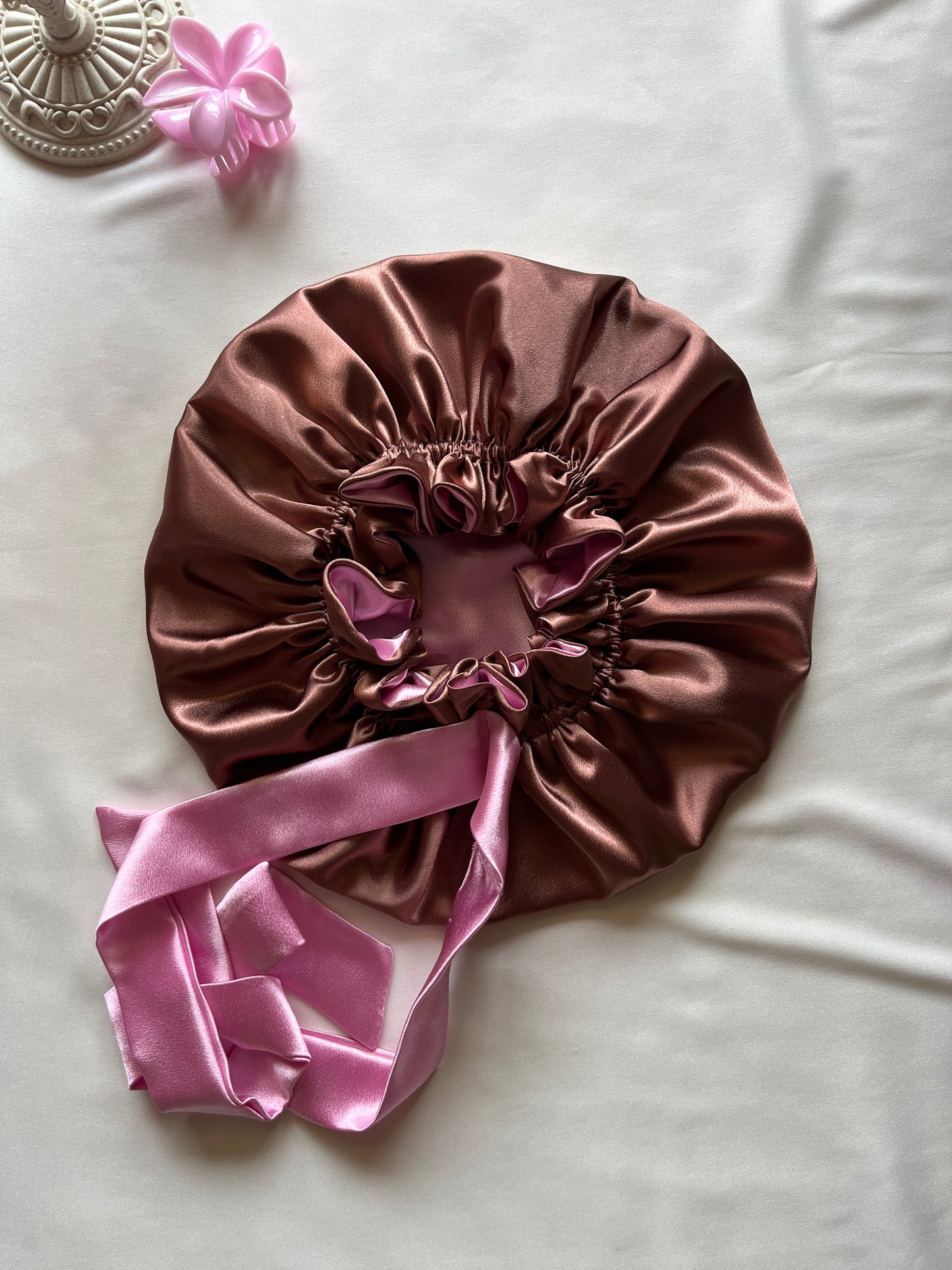Cocoa Blush Satin Hair Bonnet