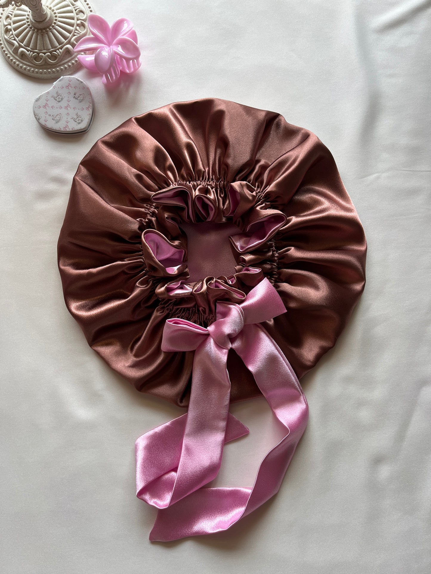 Cocoa Blush Satin Hair Bonnet