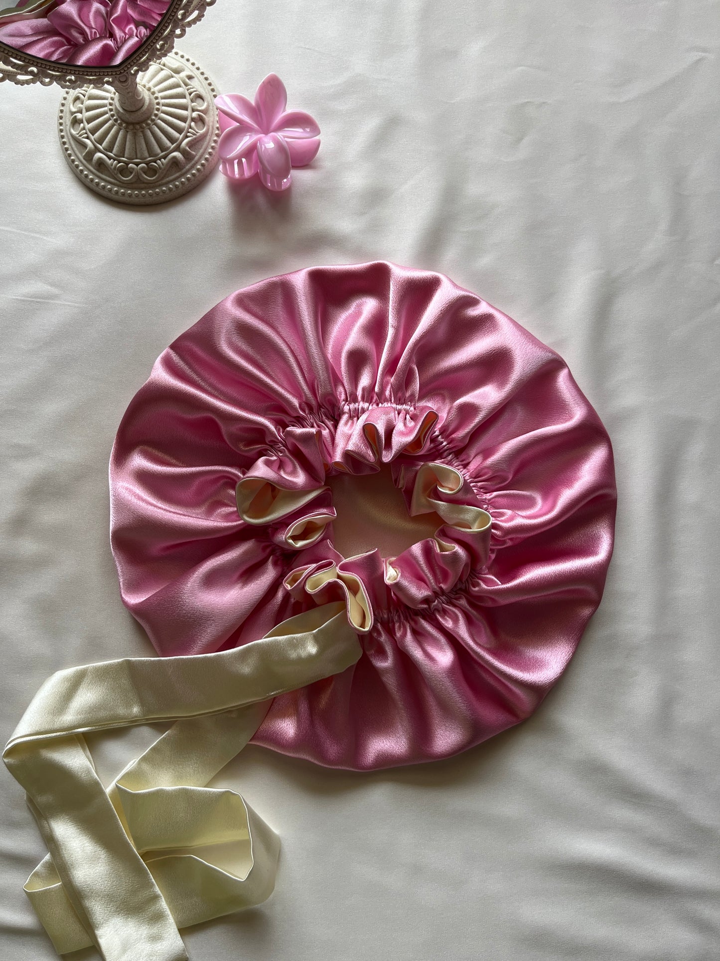 Pink Riverie Satin Hair Bonnet