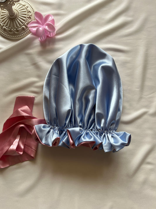 Coquette Bleu Satin Hair Bonnet